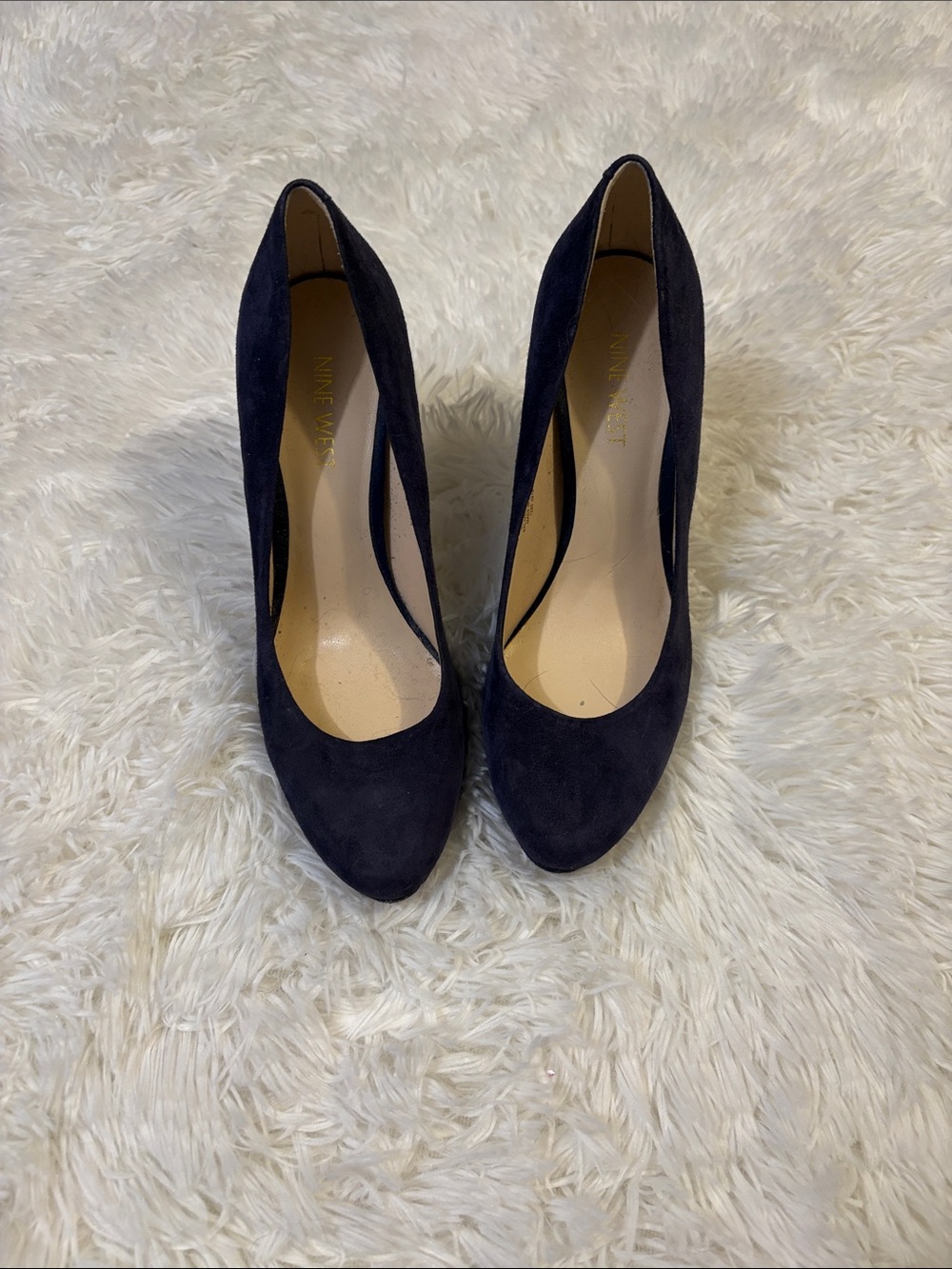 Nine West Dark Navy Suede Almond-Toe Pumps